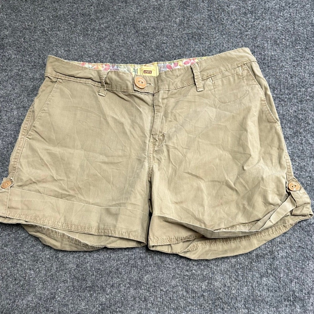 Levi's Shorts Womens Size 8 Tan Khaki Cotton Tab Twills Cuffed Casual Summer